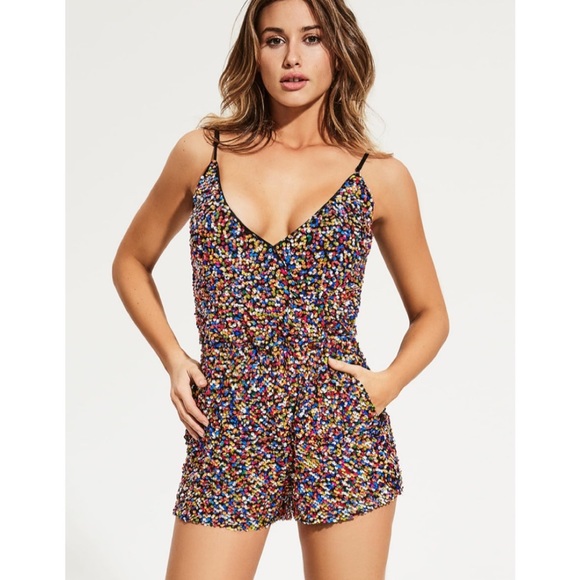 Guess Pants - Guess party sequin romper with pockets